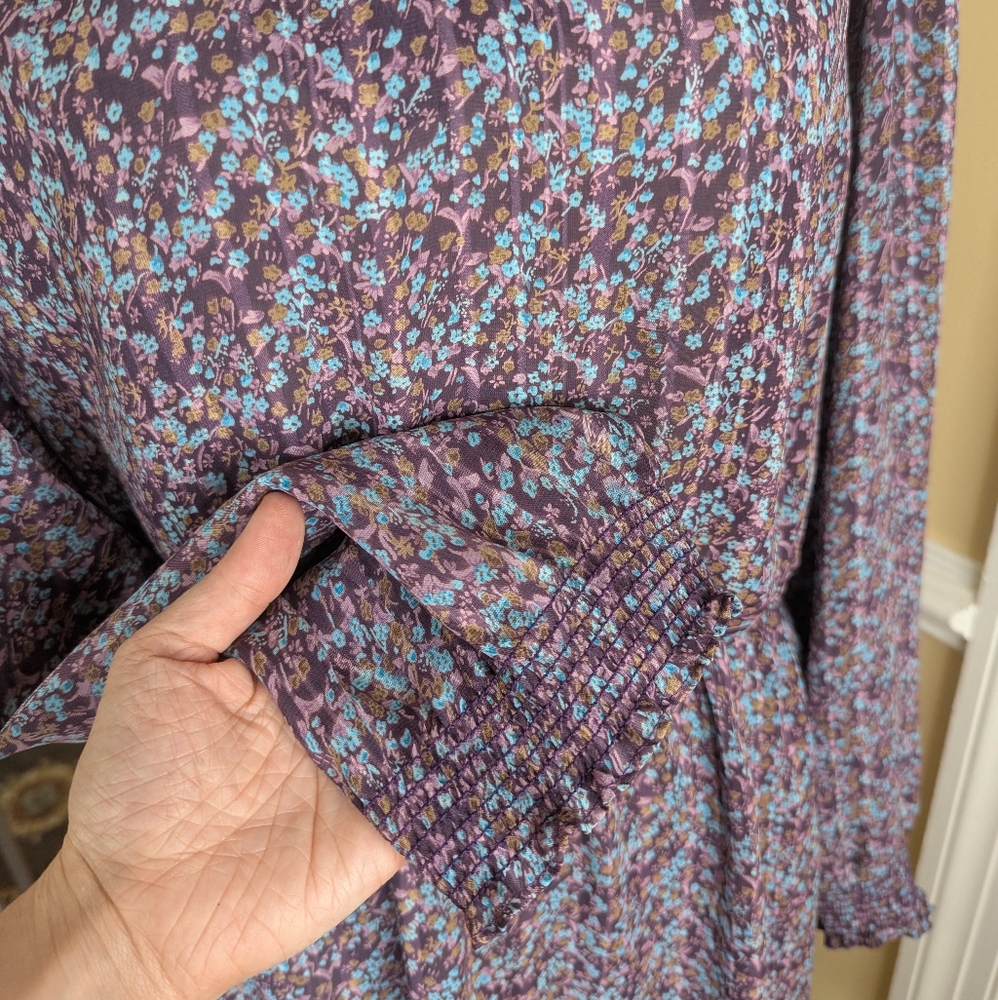 Vintage The Kollection Ltd. Size Small Ditsy Floral Midi Cottagecore Dress - Picture 5 of 9